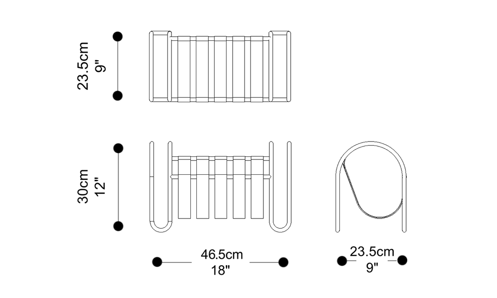 Image of the main dimensions of the product